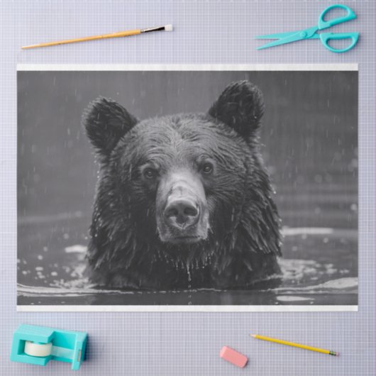 Schattige Beer zwart-wit decoupage Tissuepapier (Craft)