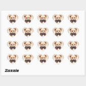 Schattige Beer Zwart-wit Polka Dots Kraag Hals Hart Sticker (Vel)