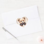 Schattige Beer Zwart-wit Polka Dots Kraag Hals Hart Sticker (Envelop)