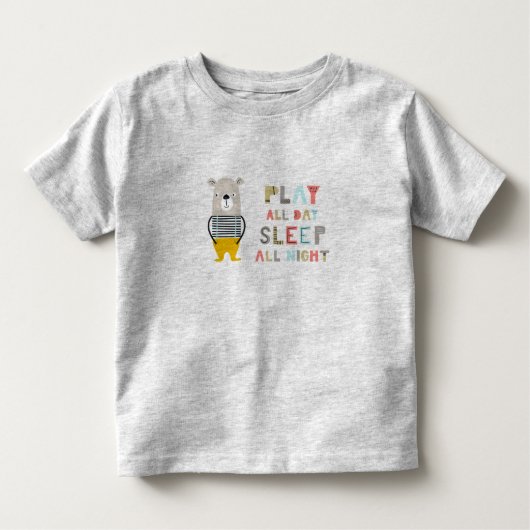 Schattige beerjongen speelt de hele dag kinder shirts (Voorkant)