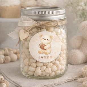 Schattige Beige Aquarel Teddybeer met American Foo Ronde Sticker
