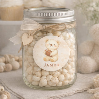 Schattige Beige Aquarel Teddybeer met American Foo Ronde Sticker