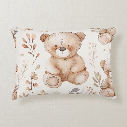 Schattige Beige Baby Beer Accent Kussen (Voorkant)