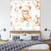 Schattige Beige Baby Beer Canvas Afdruk (Insitu (Slaapkamer))