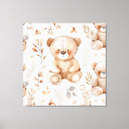 Schattige Beige Baby Beer Canvas Afdruk