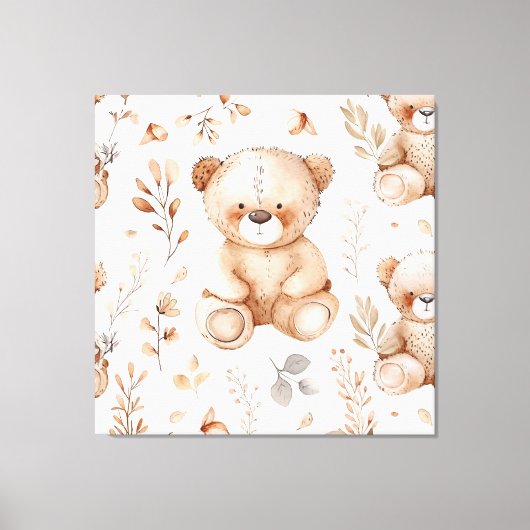 Schattige Beige Baby Beer Canvas Afdruk (Voorkant)