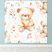 Schattige Beige Baby Beer Canvas Afdruk (Insitu (Houten vloer))