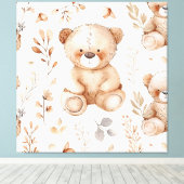Schattige Beige Baby Beer Canvas Afdruk (Insitu (Houten vloer))