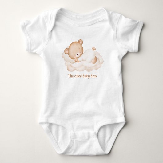 Schattige Beige Baby Beer Naam Neutral Pasgeborene Romper (Voorkant)