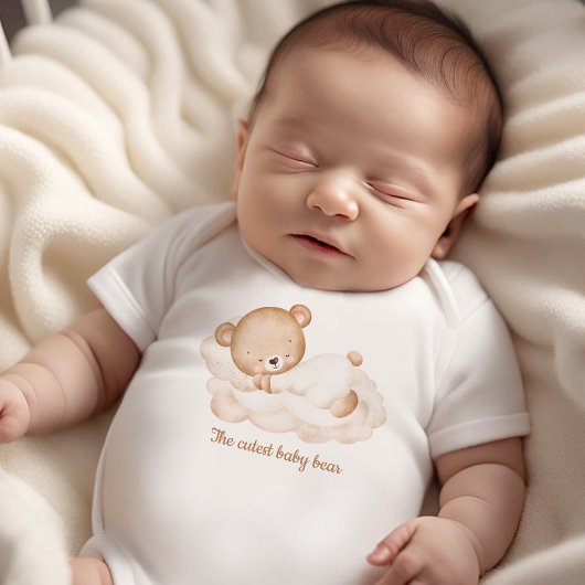 Schattige Beige Baby Beer Naam Neutral Pasgeborene Romper