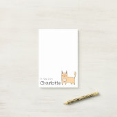 Schattige beige cartoon kat naam post-it® notes (Op bureau)