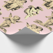 Schattige  Beige Cupid Angels op Roze Cadeaupapier (Hoek)