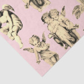 Schattige Beige Cupid Angels op Roze Tissuepapier (Detail)