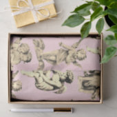 Schattige Beige Cupid Angels op Roze Tissuepapier (Geschenk)