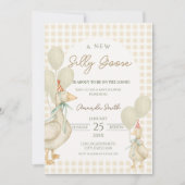 Schattige Beige Gekke Goose Baby shower Kaart (Voorkant)