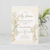Schattige Beige Gekke Goose Baby shower Kaart (Staand voorkant)