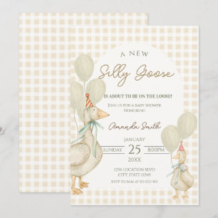 Schattige Beige Gekke Goose Baby shower Kaart