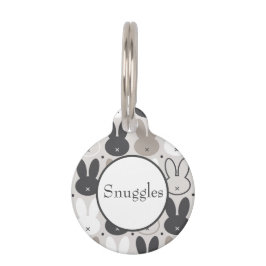 Schattige beige grijs konijnenpatroon huisdierpenning