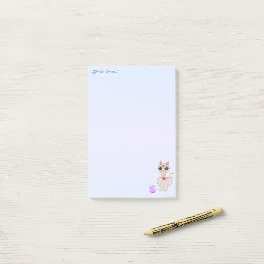 Schattige beige kat post-it® notes (Op bureau)