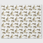 Schattige Beige Konijnen Hazen op Wit Cadeaupapier (Vlak)