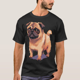 Schattige Beige Mops - Pixel art T-shirt