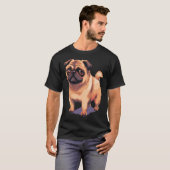 Schattige Beige Mops - Pixel art T-shirt (Voorkant volledig)