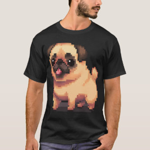 Schattige beige pug pup - Pixel art T-shirt