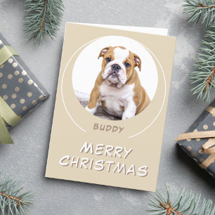 Schattige Beige Ronde Hond Huisdier Foto Prettig K Feestdagen Kaart