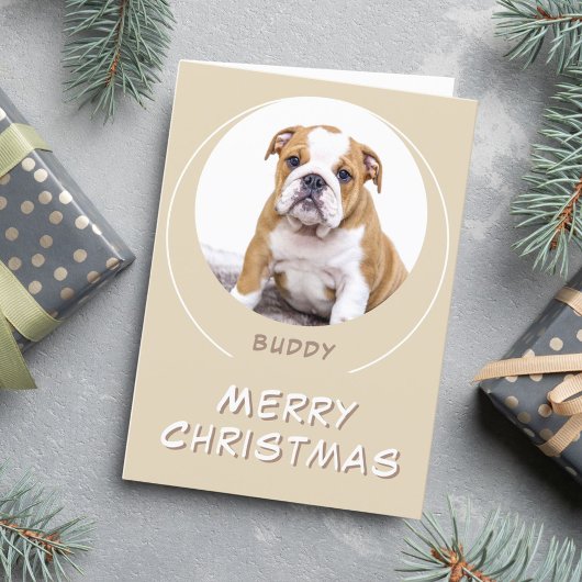 Schattige Beige Ronde Hond Huisdier Foto Vrolijk K Feestdagen Kaart
