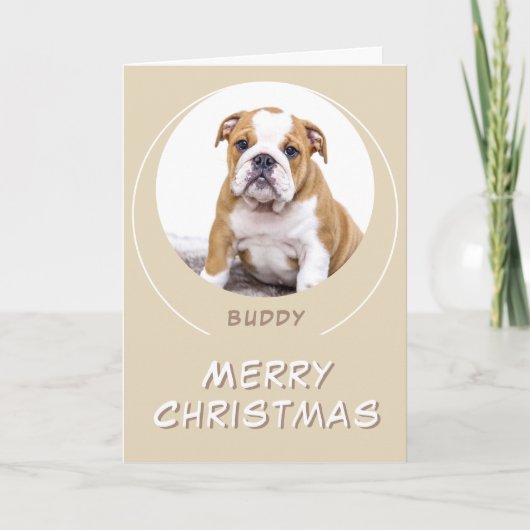 Schattige Beige Ronde Hond Huisdier Foto Vrolijk K Feestdagen Kaart (Voorkant)
