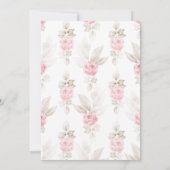 Schattige Beige Waterverf Teddybeer Roze Bloemen Kaart (Achterkant)