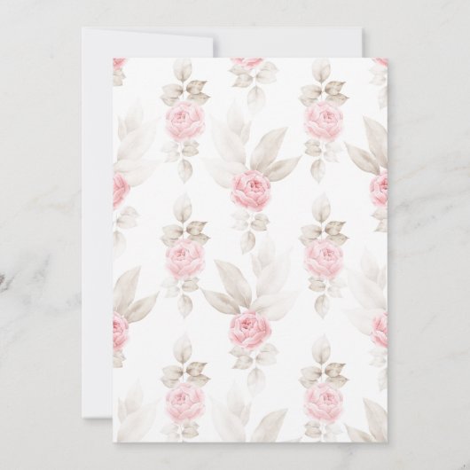 Schattige Beige Waterverf Teddybeer Roze Bloemen Kaart (Achterkant)