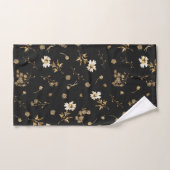 Schattige  Beige Wildbloemen op Zwart Bad Handdoek (Handdoek)