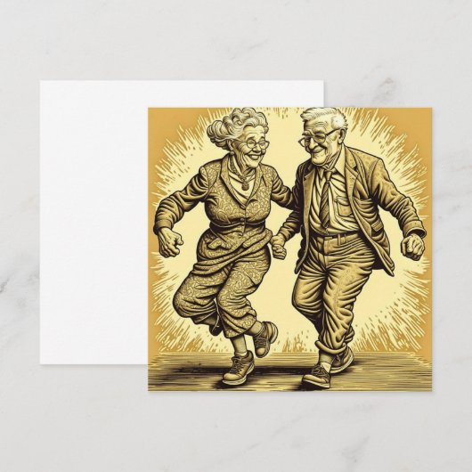 Schattige bejaard paar dansen (Voorkant / Achterkant)