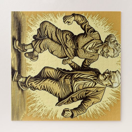 Schattige bejaard paar dansen legpuzzel (Horizontaal)