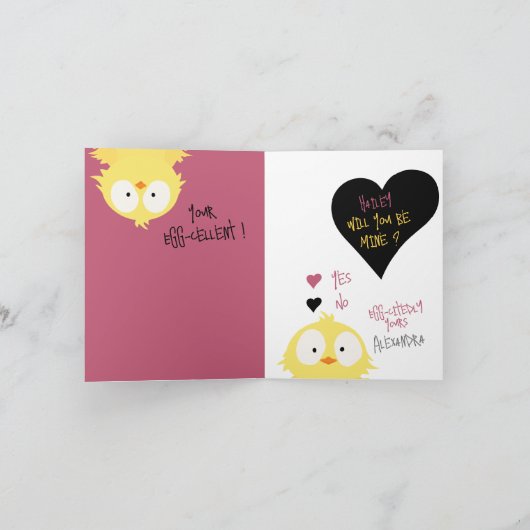 Schattige, ben je van mij? Kippenliefde + Valentij Feestdagen Kaart (Binnen)