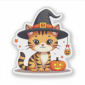 Schattige Bengaalse kat - Halloween Chibi Design Sticker (Voorkant)