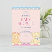 Schattige beren baby shower kaart (Staand voorkant)
