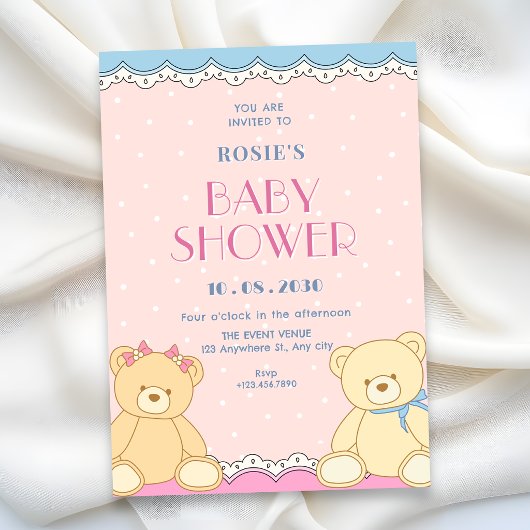 Schattige beren baby shower kaart