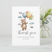 Schattige Beren ballon Baby shower plat bedankje Bedankkaart (Staand voorkant)