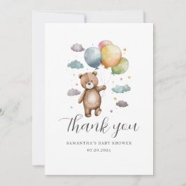 Schattige Beren ballon Baby shower plat bedankje Bedankkaart