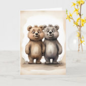 Schattige beren broers en zusters beste vrienden b kaart (Gele Bloem)