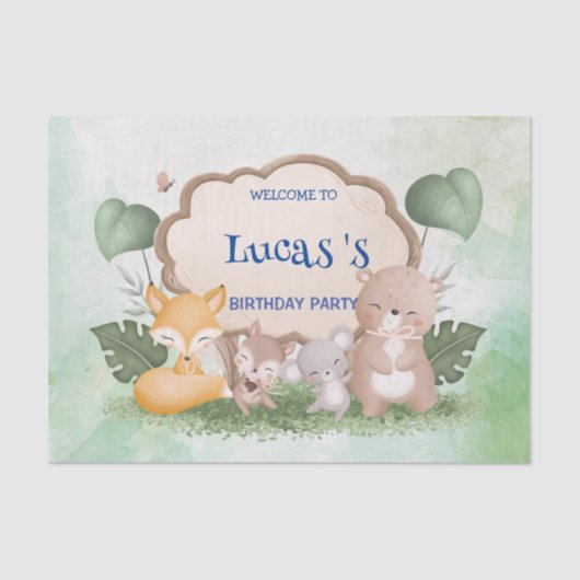 Schattige Beren eekhoorn Tropisch oerwoud Verjaard Tissuepapier (Voorkant)