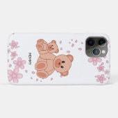 Schattige beren en roze bloemen Case-Mate iPhone case (Achterkant (horizontaal))