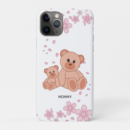 Schattige beren en roze bloemen Case-Mate iPhone case (Achterkant)