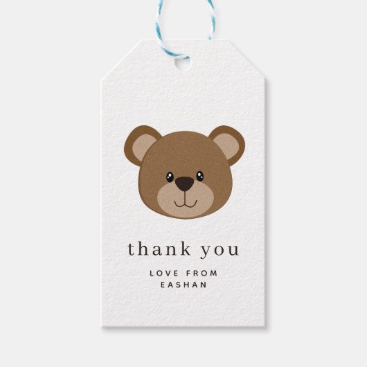 Schattige Beren gezicht | 1e verjaardag dank u Cadeaulabel (Voorkant)