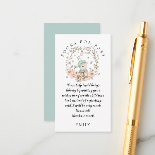  Schattige Beren loof boeken Baby Boy Shower Informatiekaartje (Voorkant / Achterkant in situ)