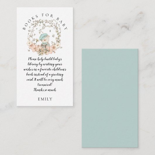  Schattige Beren loof boeken Baby Boy Shower Informatiekaartje (Voorkant / Achterkant)