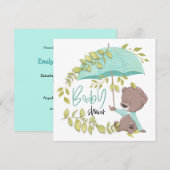 Schattige Beren paraplu botanische jongen Baby sho Kaart (Voorkant / Achterkant)
