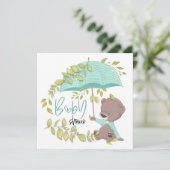 Schattige Beren paraplu botanische jongen Baby sho Kaart (Staand voorkant)